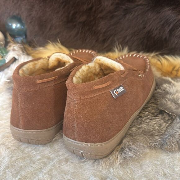 Men\'s Brown Suede Moccasin Slippers 10 (BL3)